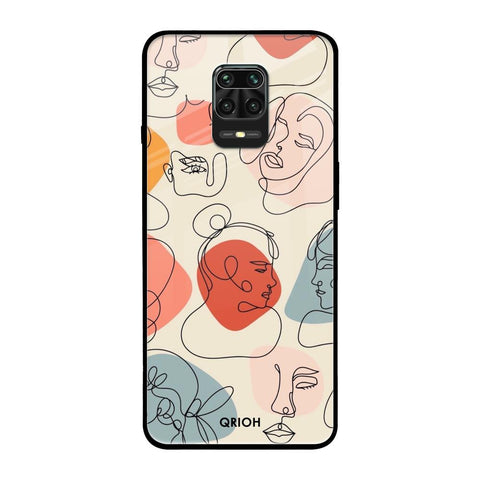Abstract Faces Xiaomi Redmi Note 9 Pro Glass Back Cover Online