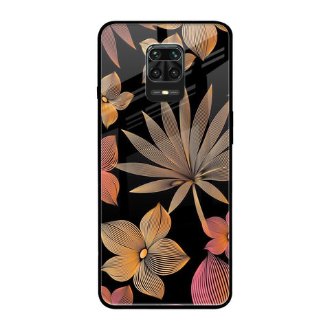 Lines Pattern Flowers Xiaomi Redmi Note 9 Pro Glass Back Cover Online