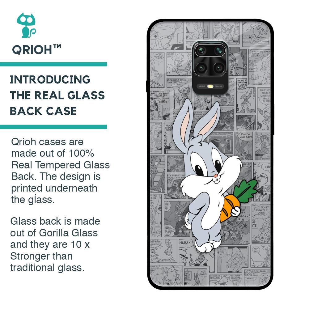 Cute Baby Bunny Glass Case for Xiaomi Redmi Note 9 Pro