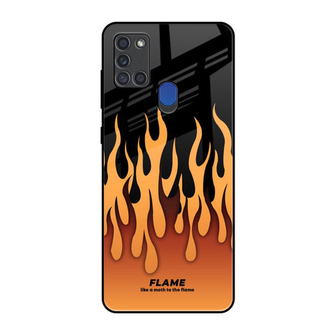 Fire Flame Samsung A21s Glass Back Cover Online