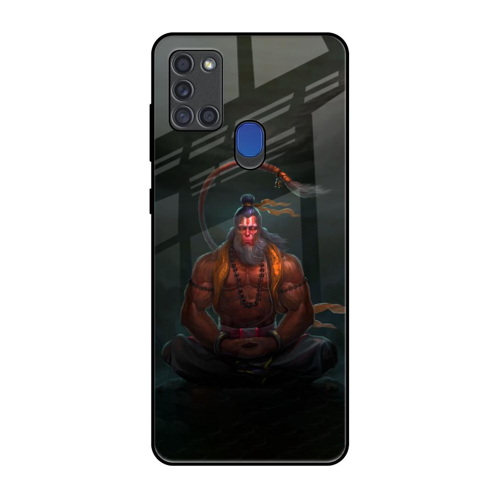 Lord Hanuman Animated Samsung A21s Glass Back Cover Online