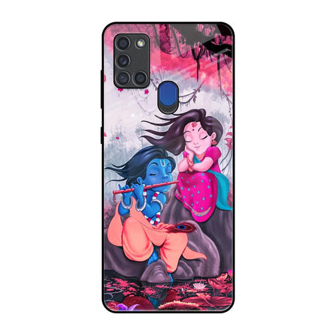 Radha Krishna Art Samsung A21s Glass Back Cover Online