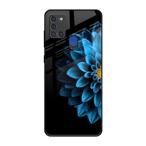 Half Blue Flower Samsung A21s Glass Back Cover Online