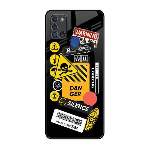 Danger Signs Samsung A21s Glass Back Cover Online