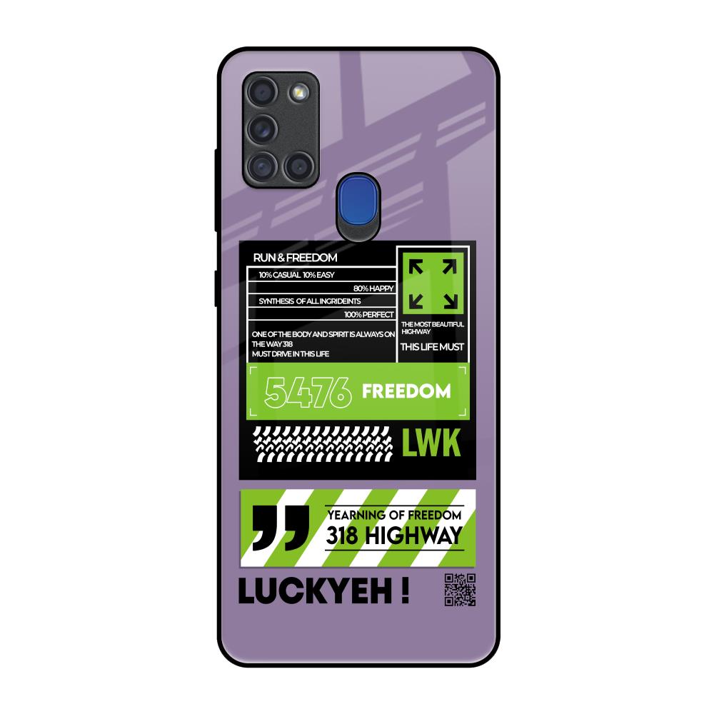 Run & Freedom Samsung A21s Glass Back Cover Online