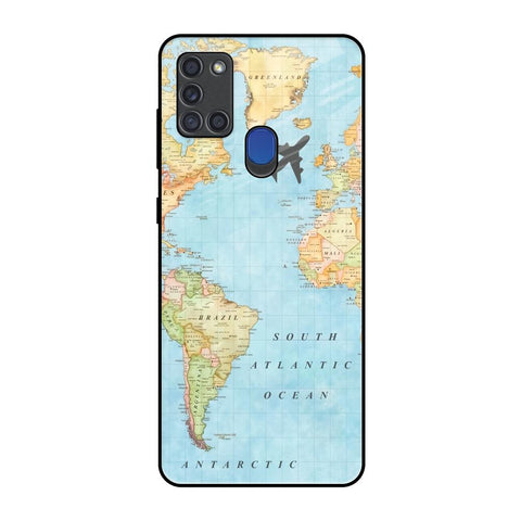 Travel Map Samsung A21s Glass Back Cover Online