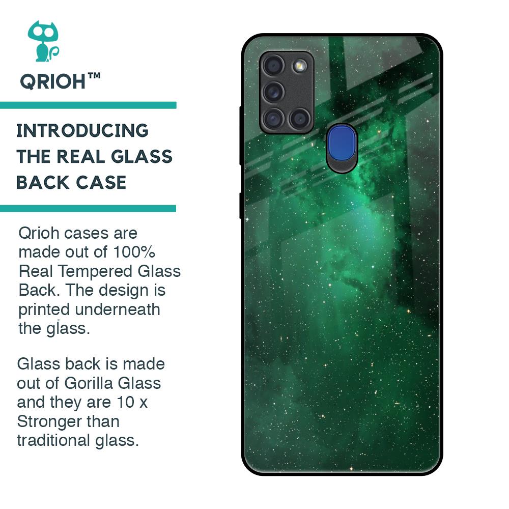 Emerald Firefly Glass Case For Samsung A21s