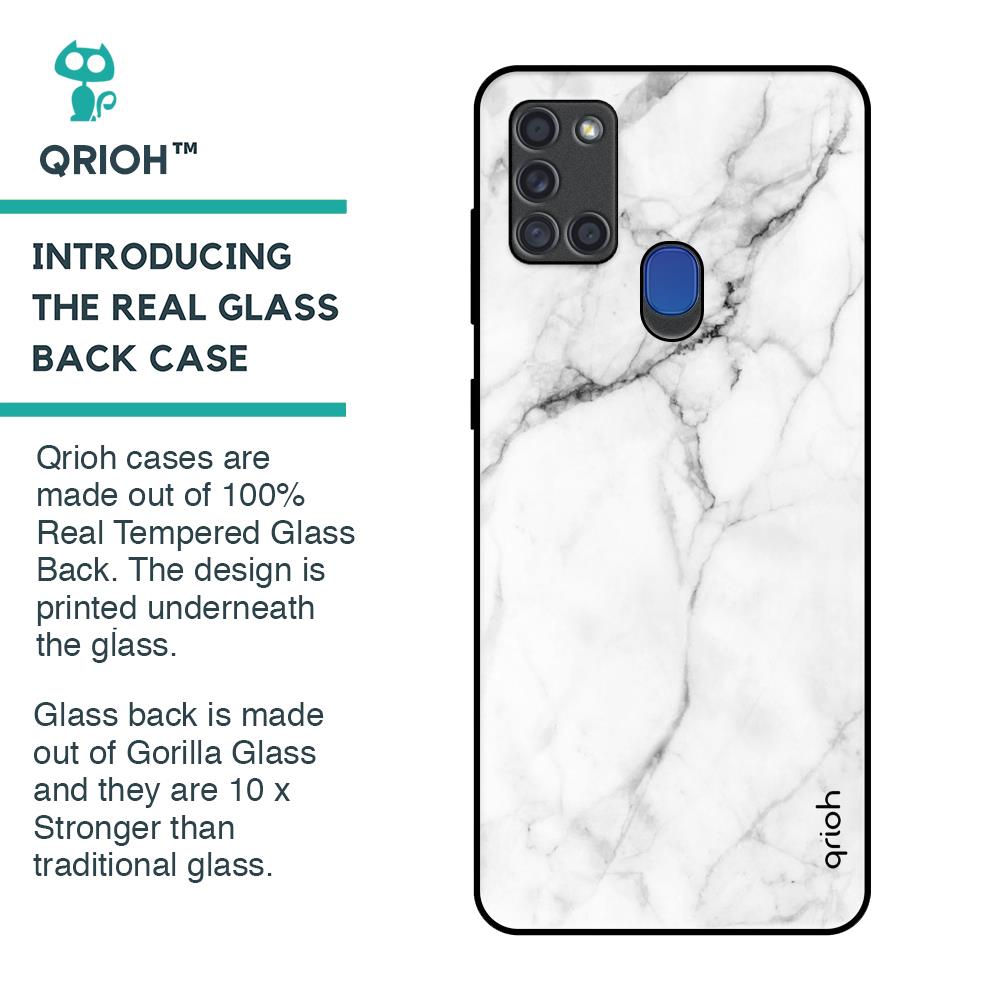 Modern White Marble Glass Case for Samsung A21s
