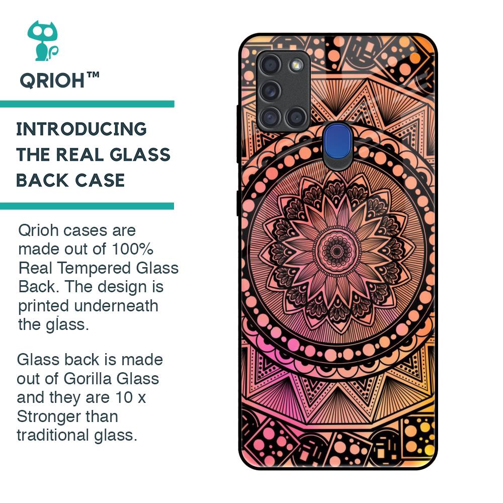 Floral Mandala Glass Case for Samsung A21s