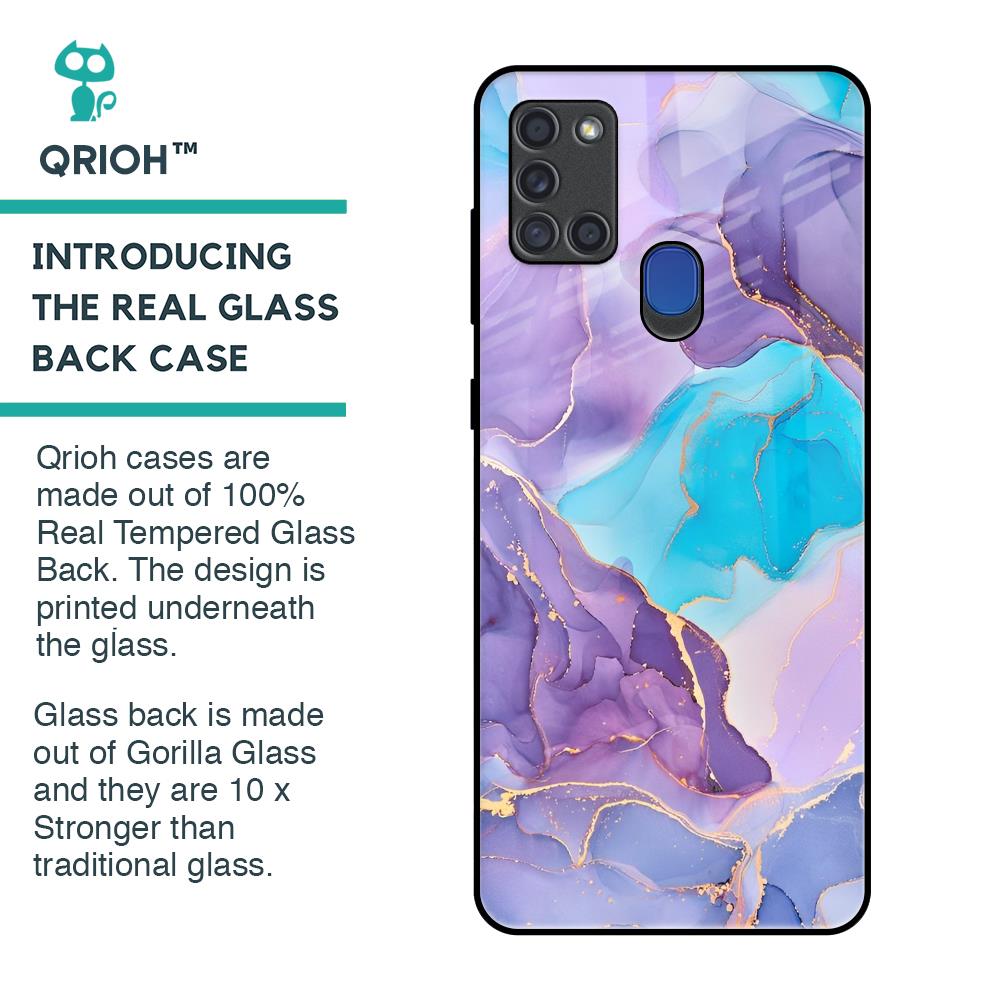 Alcohol ink Marble Glass Case for Samsung A21s
