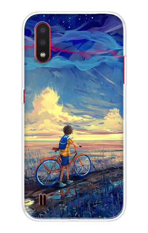 Riding Bicycle to Dreamland Samsung Galaxy M01 Back Cover