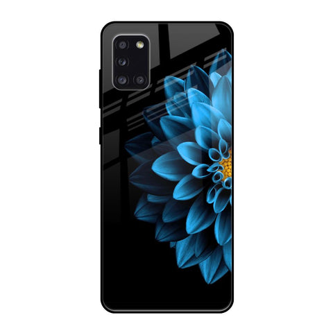 Half Blue Flower Samsung Galaxy A31 Glass Back Cover Online