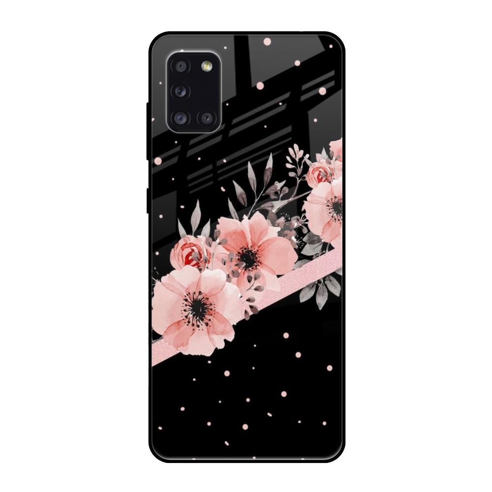 Floral Black Band Samsung Galaxy A31 Glass Back Cover Online