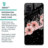 Floral Black Band Glass Case For Samsung Galaxy A31