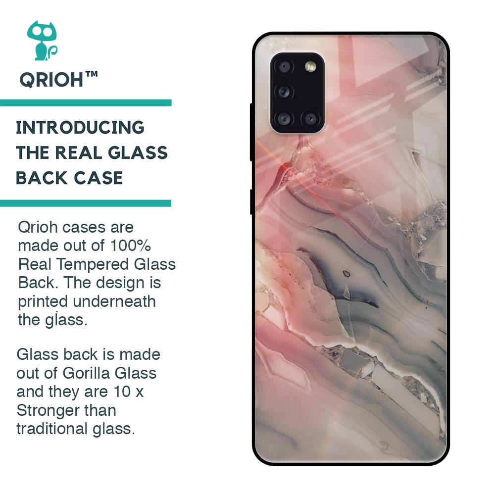 Pink And Grey Marble Glass Case For Samsung Galaxy A31