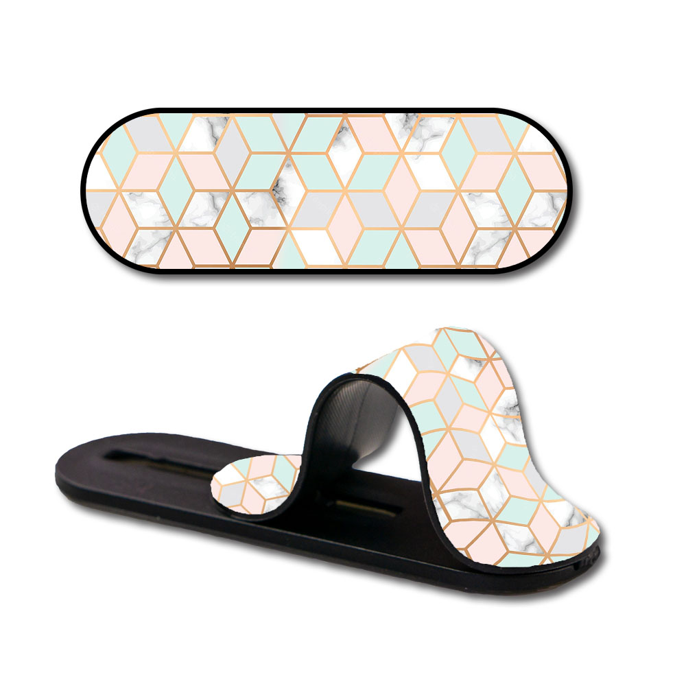 Geometric Marble Glass case with Slider Phone Grip Combo