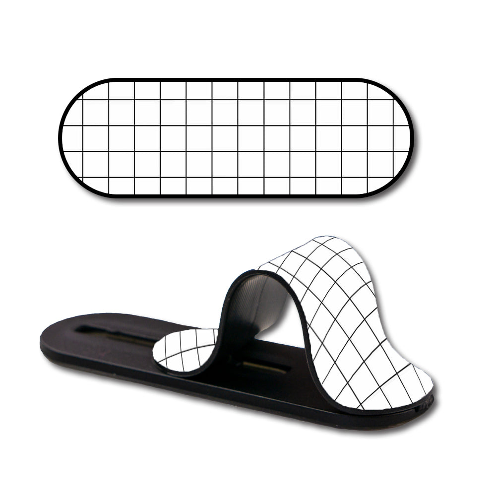 Checked Square Pattern Glass case with Slider Phone Grip Combo