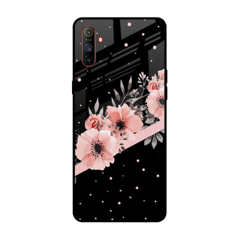 Floral Black Band Realme C3 Glass Back Cover Online