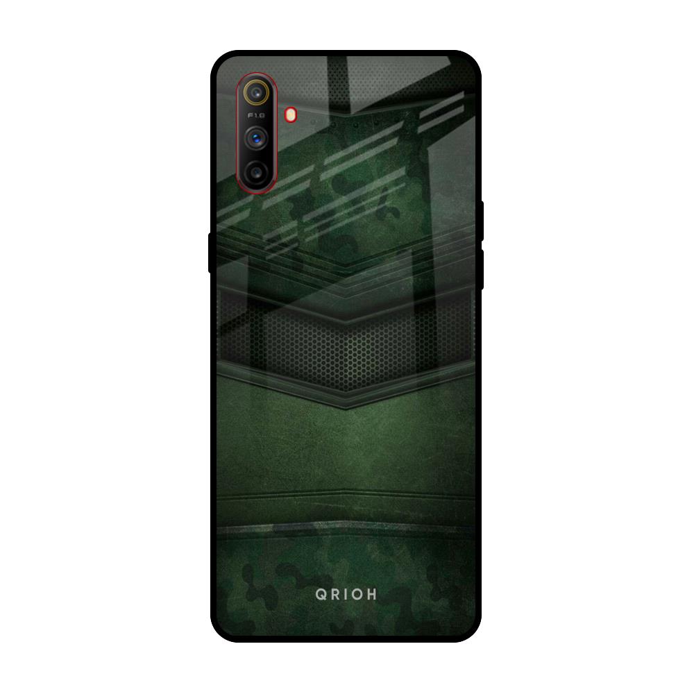 Green Leather Realme C3 Glass Back Cover Online