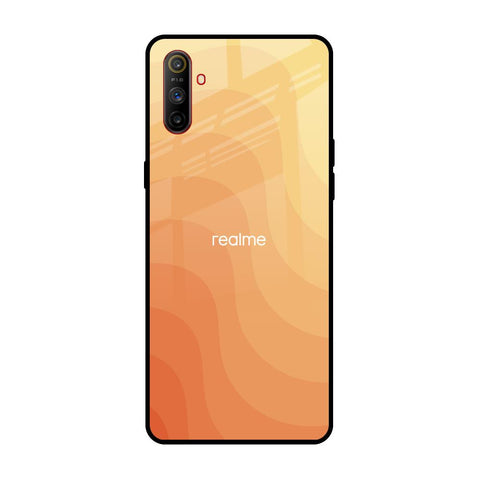 Orange Curve Pattern Realme C3 Glass Back Cover Online