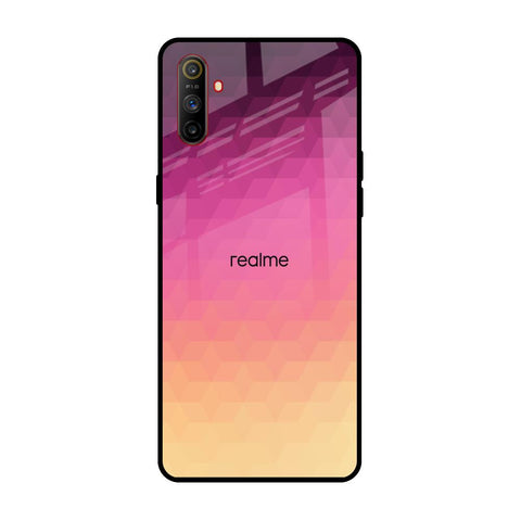 Geometric Pink Diamond Realme C3 Glass Back Cover Online