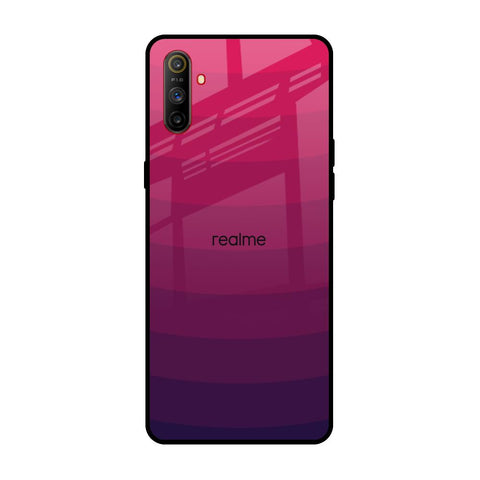 Wavy Pink Pattern Realme C3 Glass Back Cover Online
