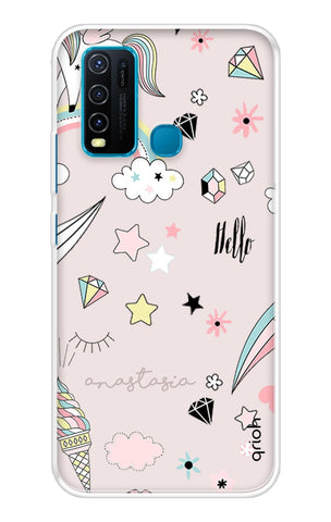 Unicorn Doodle Vivo Y30 Back Cover