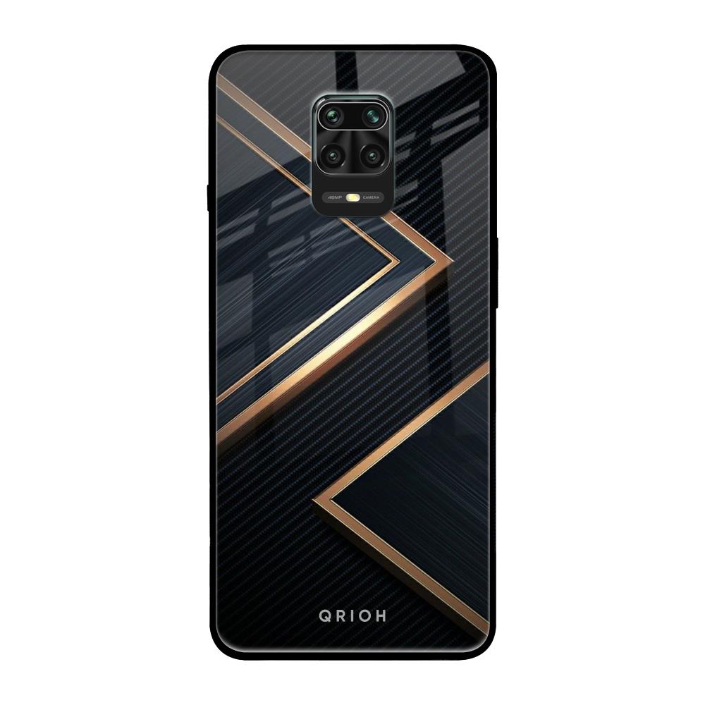 Sleek Golden & Navy Poco M2 Pro Glass Back Cover Online