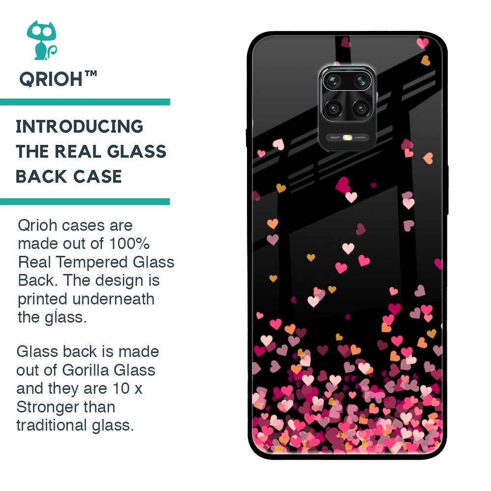 Heart Rain Fall Glass Case For Poco M2 Pro