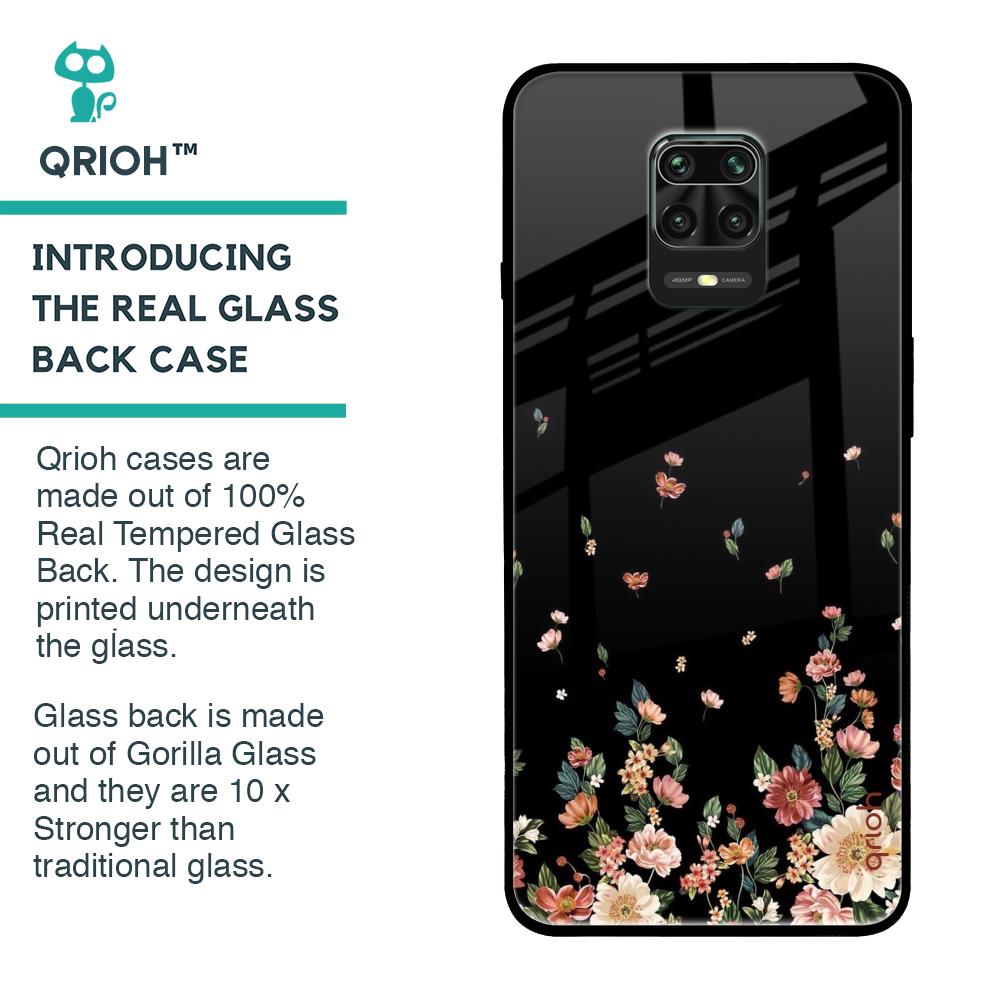 Floating Floral Print Glass Case for Poco M2 Pro