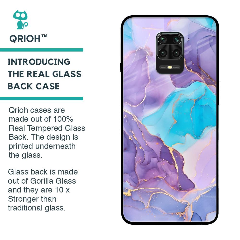 Alcohol ink Marble Glass Case for Poco M2 Pro