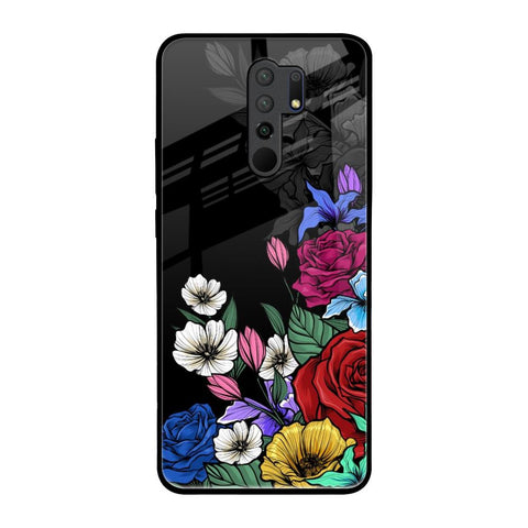 Rose Flower Bunch Art Redmi 9 prime Glass Back Cover Online