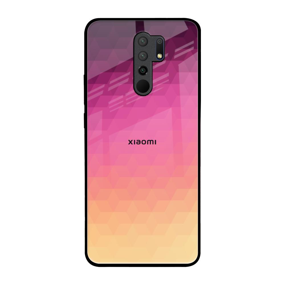 Geometric Pink Diamond Redmi 9 prime Glass Back Cover Online