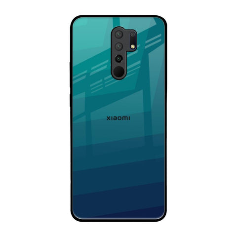 Green Triangle Pattern Redmi 9 prime Glass Back Cover Online