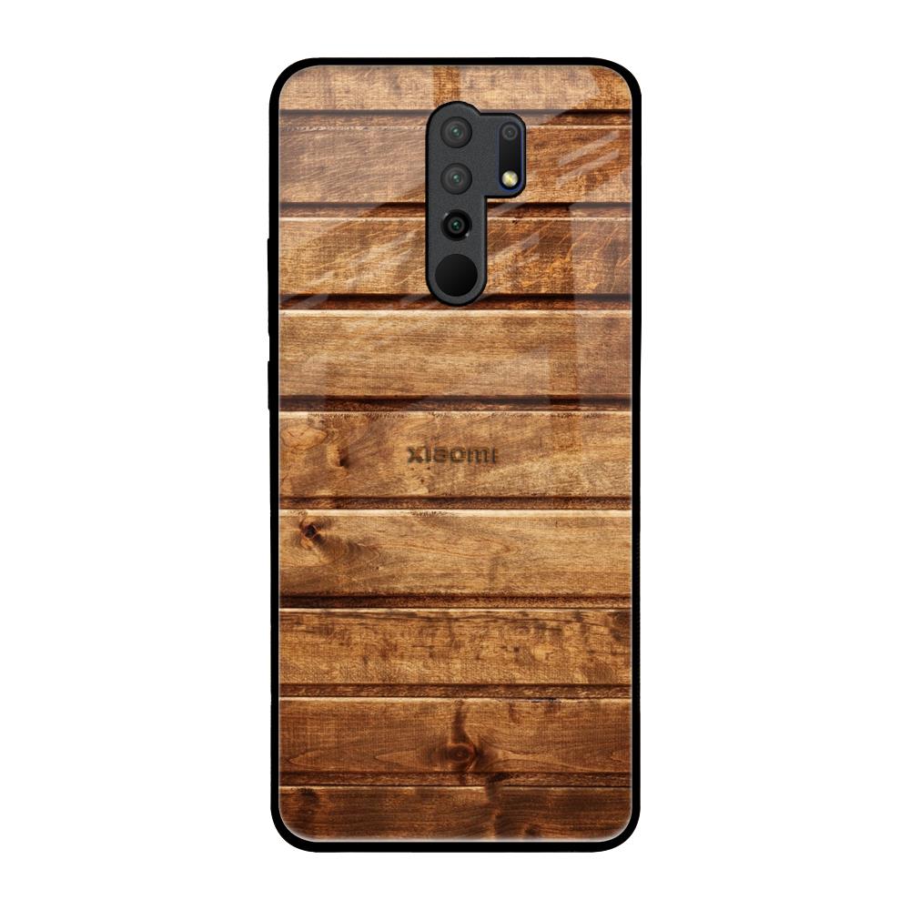 Wooden Planks Redmi 9 prime Glass Back Cover Online