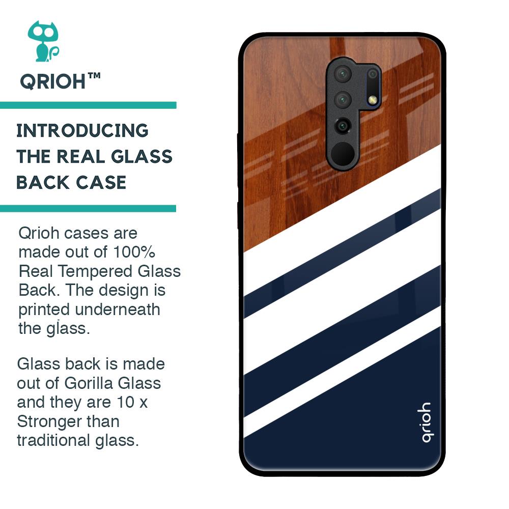 Bold Stripes Glass Case for Redmi 9 prime