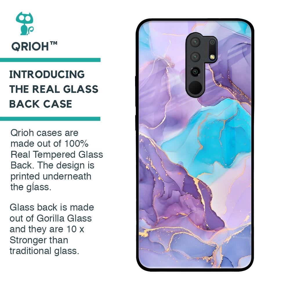 Alcohol ink Marble Glass Case for Redmi 9 prime