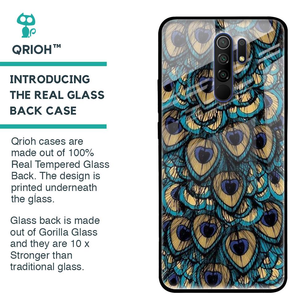Peacock Feathers Glass case for Redmi 9 Prime