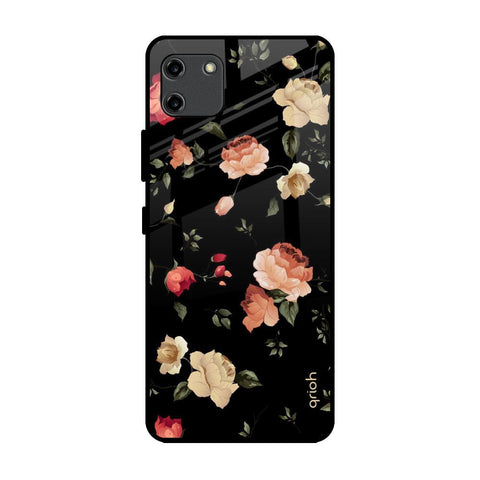 Black Spring Floral Realme C11 Glass Back Cover Online
