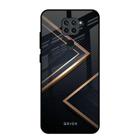 Sleek Golden & Navy Redmi Note 9 Glass Back Cover Online