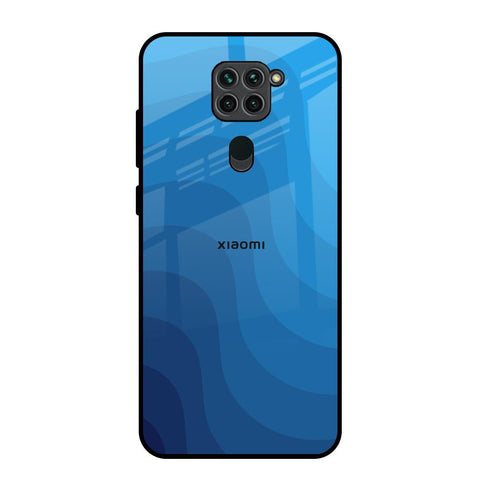 Blue Wave Abstract Redmi Note 9 Glass Back Cover Online