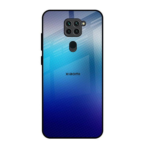 Blue Rhombus Pattern Redmi Note 9 Glass Back Cover Online