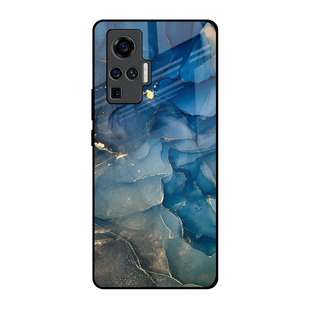 Blue Cool Marble Vivo X50 Pro Glass Back Cover Online