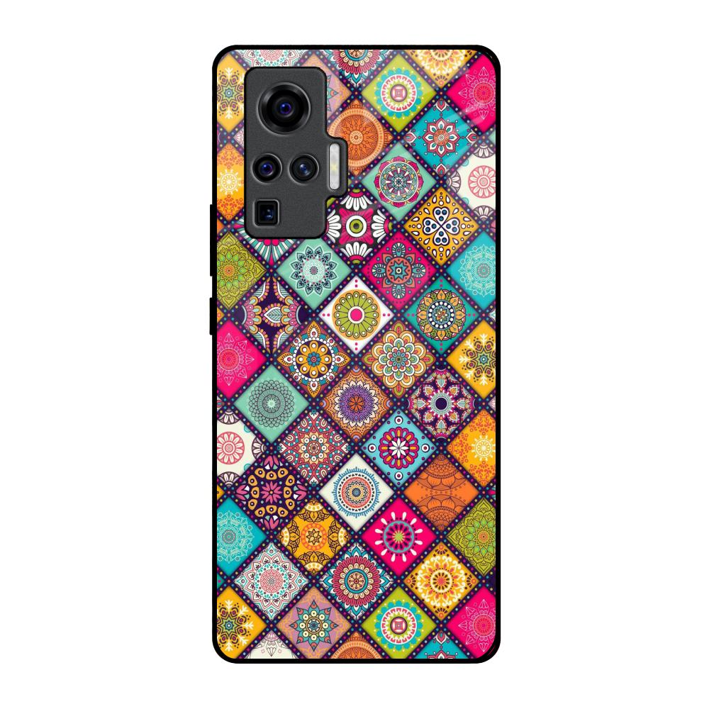 Multicolor Mandala Vivo X50 Pro Glass Back Cover Online