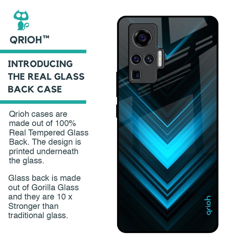Vertical Blue Arrow Glass Case For Vivo X50 Pro