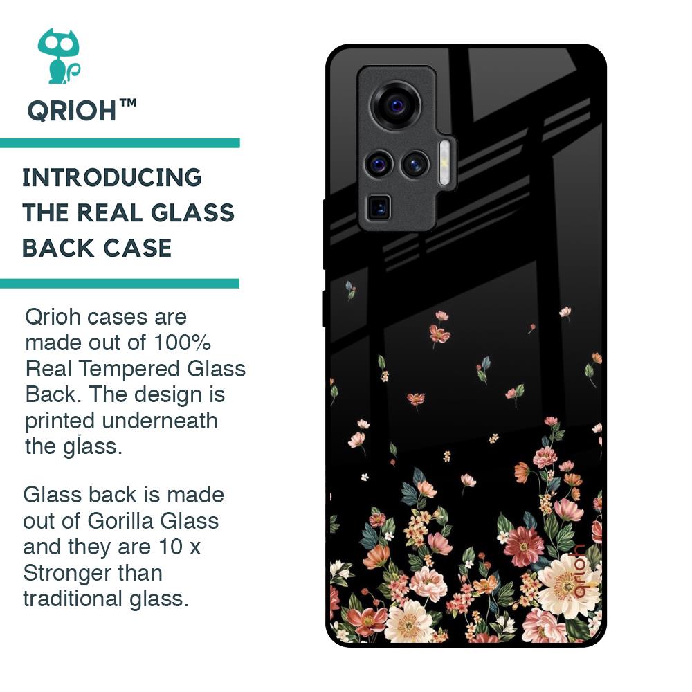 Floating Floral Print Glass Case for Vivo X50 Pro