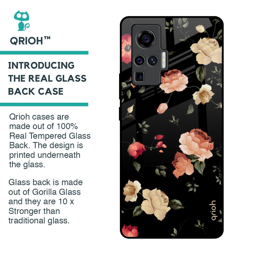 Black Spring Floral Glass Case for Vivo X50 Pro