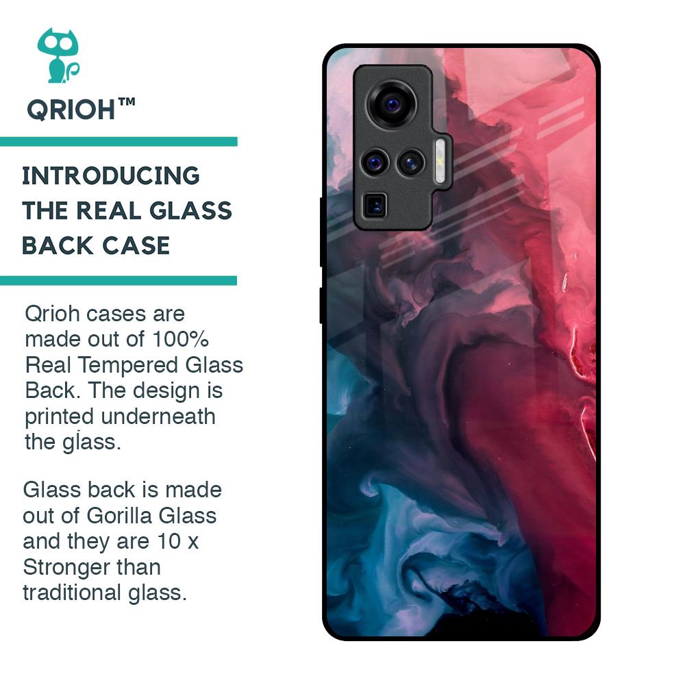 Blue & Red Smoke Glass Case for Vivo X50 Pro