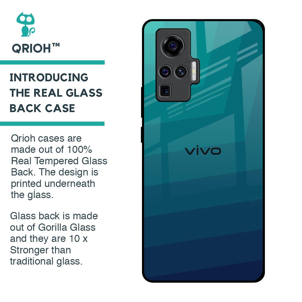 Green Triangle Pattern Glass Case for Vivo X50 Pro