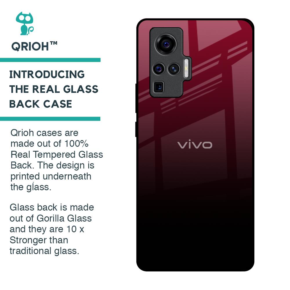 Wine Red Glass Case For Vivo X50 Pro
